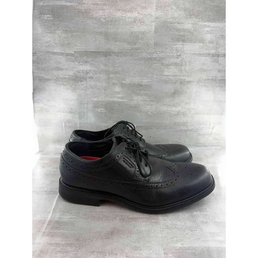 Rockport Men Black Leather Wingtip Oxford Shoes truTECH V80703 Size 9.5W